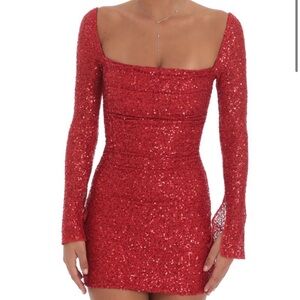 Lucy in the Sky Red Long Sleeve Dress